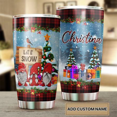 Camellia Personalized Christmas Santa Claus Let It Snow Stainless Steel Tumbler - Customized Double-Walled Insulation Travel Thermal Cup With Lid
