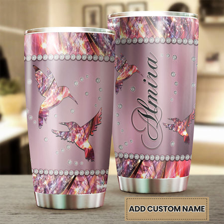 Camellia Personalized Mental Style Jewelry Pink Hummingbird Stainless Steel Tumbler-Double-Walled Insulation Travel Cup With Lid