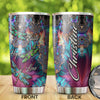 Camellia Personalized Dragonfly Faith Hope Love White Stainless Steel Tumbler-Double-Walled Travel Therma Cup With Lid