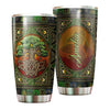 Camellia Personalized Tree Celtic Art Stainless Steel Tumbler - Customized Double-Walled Insulation Travel Thermal Cup With Lid