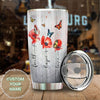 Camellia Personalized Butterfly Faith Hope Love White Stainless Steel Tumbler-Double-Walled Travel Therma Cup With Lid 02