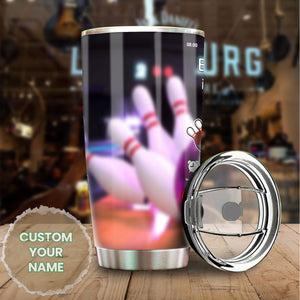 Camellia Personalized Bowling Calling Stainless Steel Tumbler - Double-Walled Insulation Vacumm Flask - Gift For Bowling Lovers, National Bowling Day 8th August