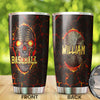 Camellia Persionalized Baseball Skull Stainless Steel Tumbler - Customized Double - Walled Insulation Travel Thermal Cup With Lid Gift For Baseball Lover