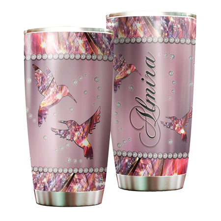Camellia Personalized Mental Style Jewelry Pink Hummingbird Stainless Steel Tumbler-Double-Walled Insulation Travel Cup With Lid