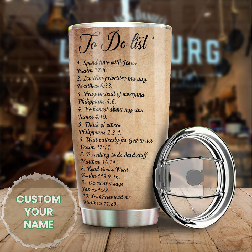 Camellia Personalized Butterfly Walk By Route To Do List Stainless Steel Tumbler - Customized Double-Walled Insulation Travel Thermal Cup With Lid