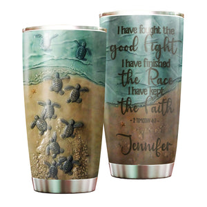 Camellia Personalized Sea Turtles I Have Kept The Faith Ceramic Stainless Steel Tumbler-Double-Walled Travel Therma Cup With Lid
