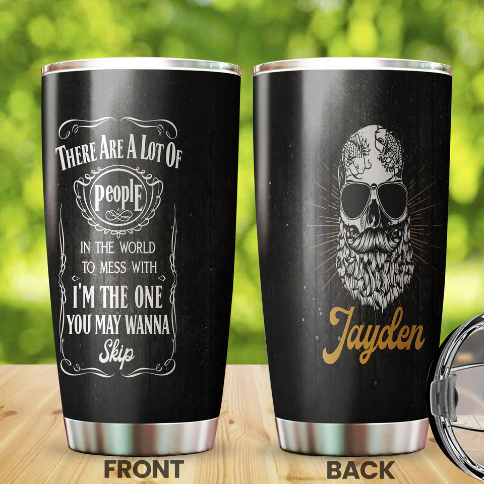 Camellia Persionalized Bread Skull Stainless Steel Tumbler - Customized Double - Walled Insulation Travel Thermal Cup With Lid