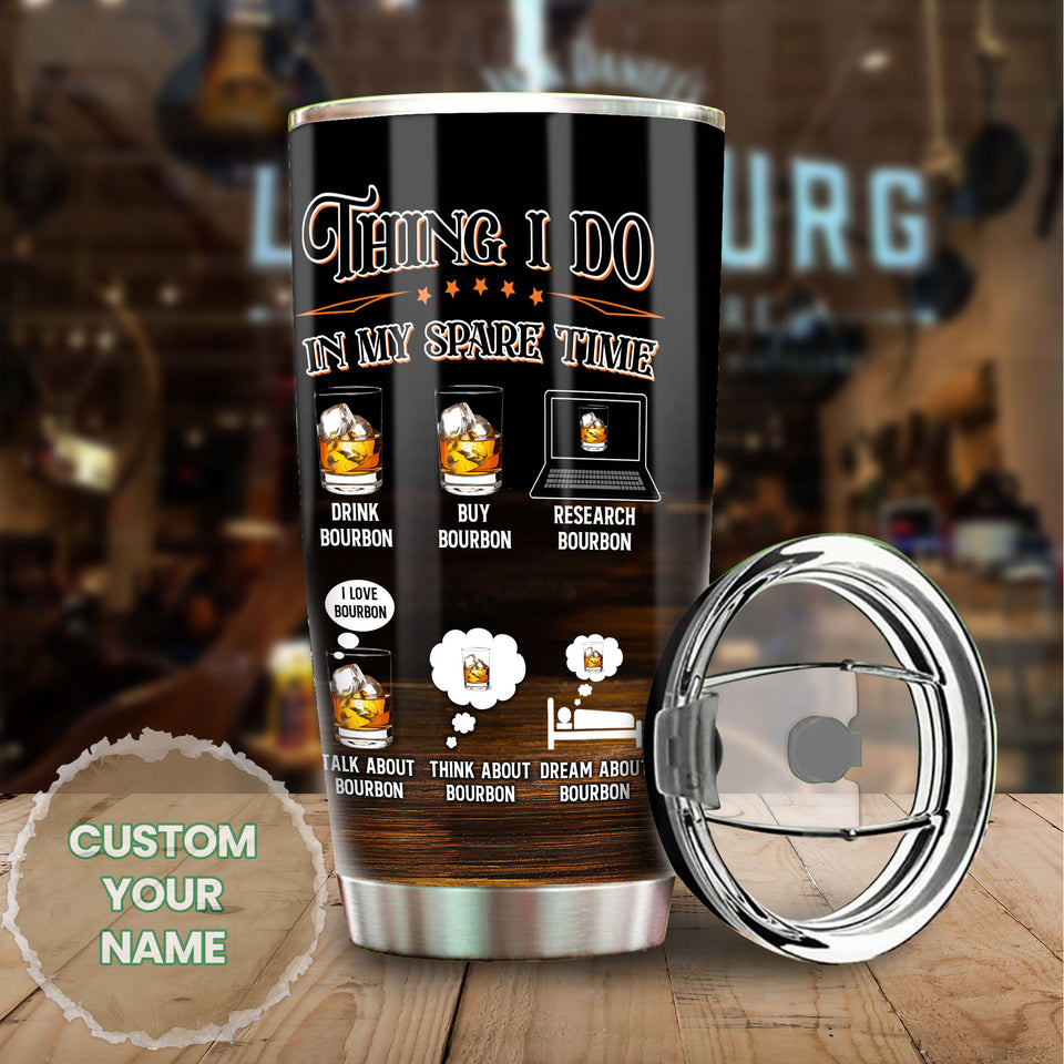 Camellia Persionalized 3D Bourbon Lover Stainless Steel Tumbler - Customized Double - Walled Insulation Travel Thermal Cup With Lid Gift For Cocktail Lover