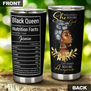 Camellia Personalized Black Queen Faith Stainless Steel Tumbler - Double-Walled Insulation Vacumm Flask - Gift For Black Queen, International Women's Day, Hippie Girls