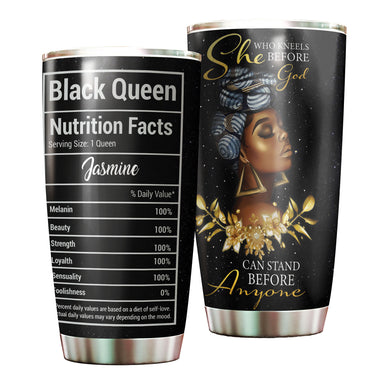 Camellia Personalized Black Queen Faith Stainless Steel Tumbler - Double-Walled Insulation Vacumm Flask - Gift For Black Queen, International Women's Day, Hippie Girls