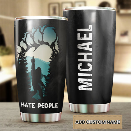 Camellia Personalized Bigfoot I Hate People Stainless Steel Tumbler - Double-Walled Insulation Vacumm Flask - Gift For Bigfoot Fans