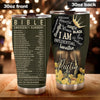 Camellia Personalized Black Woman Bible Emergency Numbers Stainless Steel Tumbler - Double-Walled Insulation Vacumm Flask - Gift For Black Queen, International Women's Day, Hippie Girls