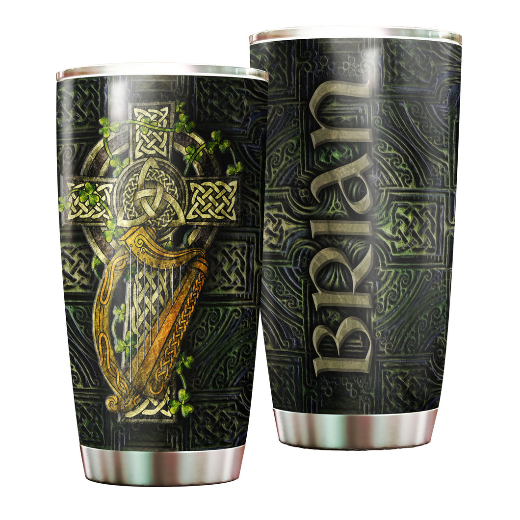 Camellia Persionalized Irish Stone Stainless Steel Tumbler - Customized Double - Walled Insulation Travel Thermal Cup With Lid