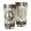 Camellia Personalized Don't worry Be Hippie Mandala Style Stainless Steel Tumbler-Sweat-Proof Double Wall Travel Cup With Lid
