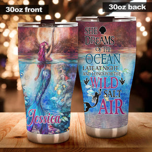 Camellia Personalized Mermaid She Dream Of The Ocean Stainless Steel Tumbler-Double-Walled Insulation Travel Cup With Lid 04
