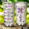 Camellia Personalized Butterfly Jewelry Style  Forever Grateful Stainless Steel Tumbler - Double-Walled Insulation Vacumm Flask - For Thanksgiving, Memorial Day, Christians, Christmas Gift