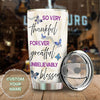 Camellia Personalized Butterfly Jewelry Style  Forever Grateful Stainless Steel Tumbler - Double-Walled Insulation Vacumm Flask - For Thanksgiving, Memorial Day, Christians, Christmas Gift