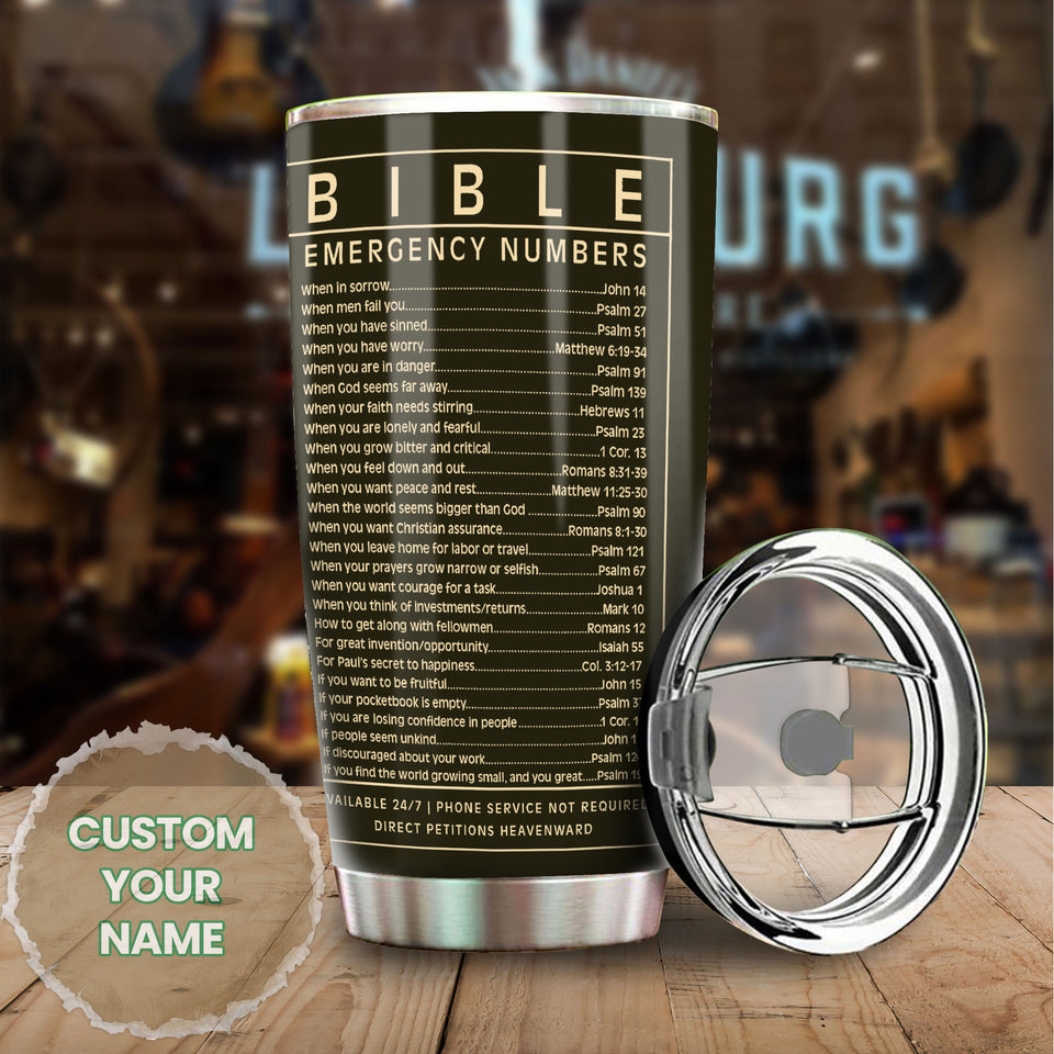 Camellia Personalized Black Woman Bible Emergency Numbers Stainless Steel Tumbler - Double-Walled Insulation Vacumm Flask - Gift For Black Queen, International Women's Day, Hippie Girls