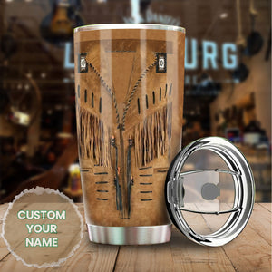 Camellia Personalized Native American Outfit Leather Style Stainless Steel Tumbler-Double-Walled Insulation Travel Cup With Lid