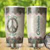 Camellia Personalized Don't worry Be Hippie Mandala Style Stainless Steel Tumbler-Sweat-Proof Double Wall Travel Cup With Lid