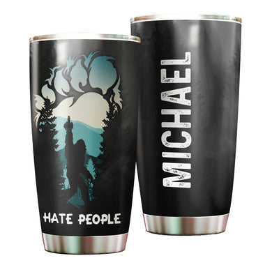 Camellia Personalized Bigfoot I Hate People Stainless Steel Tumbler - Double-Walled Insulation Vacumm Flask - Gift For Bigfoot Fans