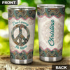 Camellia Personalized Don't worry Be Hippie Mandala Style Stainless Steel Tumbler-Sweat-Proof Double Wall Travel Cup With Lid