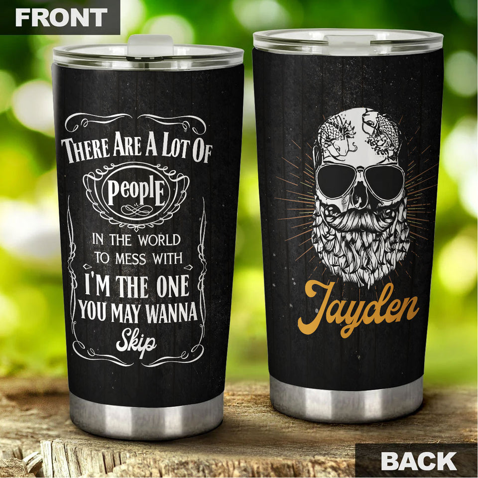 Camellia Persionalized Bread Skull Stainless Steel Tumbler - Customized Double - Walled Insulation Travel Thermal Cup With Lid