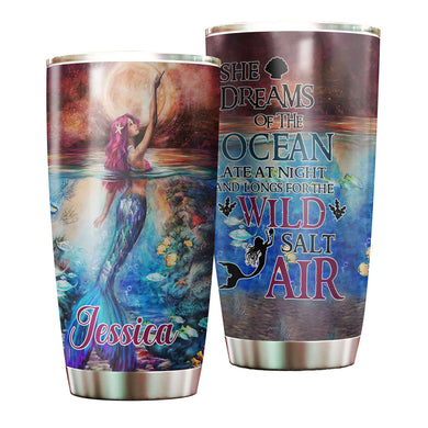 Camellia Personalized Mermaid She Dream Of The Ocean Stainless Steel Tumbler-Double-Walled Insulation Travel Cup With Lid 04