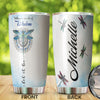 Camellia Personalized Colorful Dragonfly Hippie Style Stainless Steel Tumbler-Double-Walled Travel Therma Cup With Lid 02