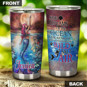 Camellia Personalized Mermaid She Dream Of The Ocean Stainless Steel Tumbler-Double-Walled Insulation Travel Cup With Lid 04
