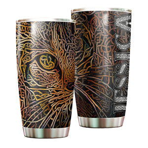 Camellia Personalized Celtic Knot Cat Stainless Steel Tumbler - Customized Double-Walled Insulation Travel Thermal Cup With Lid