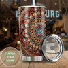 Camellia Personalized Mandala Beading Stainless Steel Tumbler-Sweat-Proof Double Wall Travel Cup With Lid