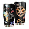 Camellia Personalized She Believed She Could So She Did Dragonfly Emergency Medical Technician Stainless Steel Tumbler - Customized Double-Walled Insulation Travel Thermal Cup With Lid Gift For Nurse Doctor