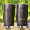 Camellia Personalized Bible Emergency Numbers Stainless Steel Tumbler - Customized Double-Walled Insulation Travel Thermal Cup With Lid Gift For Christian