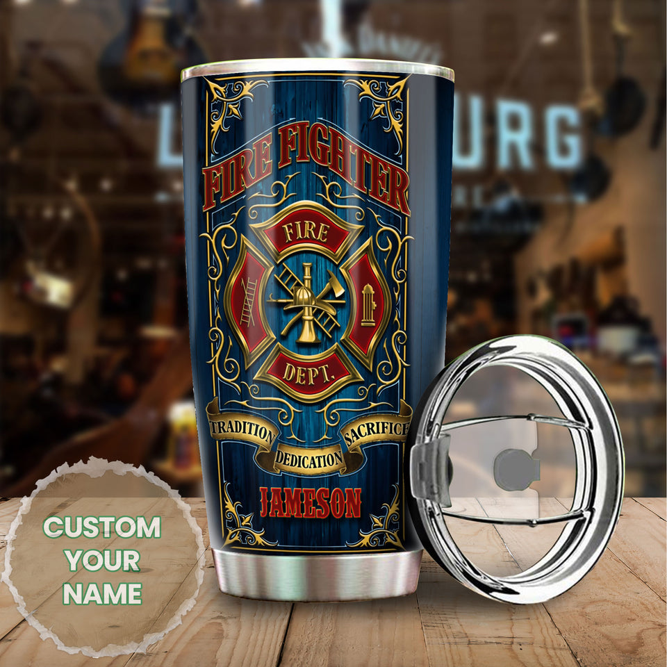 Camellia Personalized Firefighter Nutrition Facts Stainless Steel Tumbler-Double-Walled Insulation Gift For Firefighter Fireman