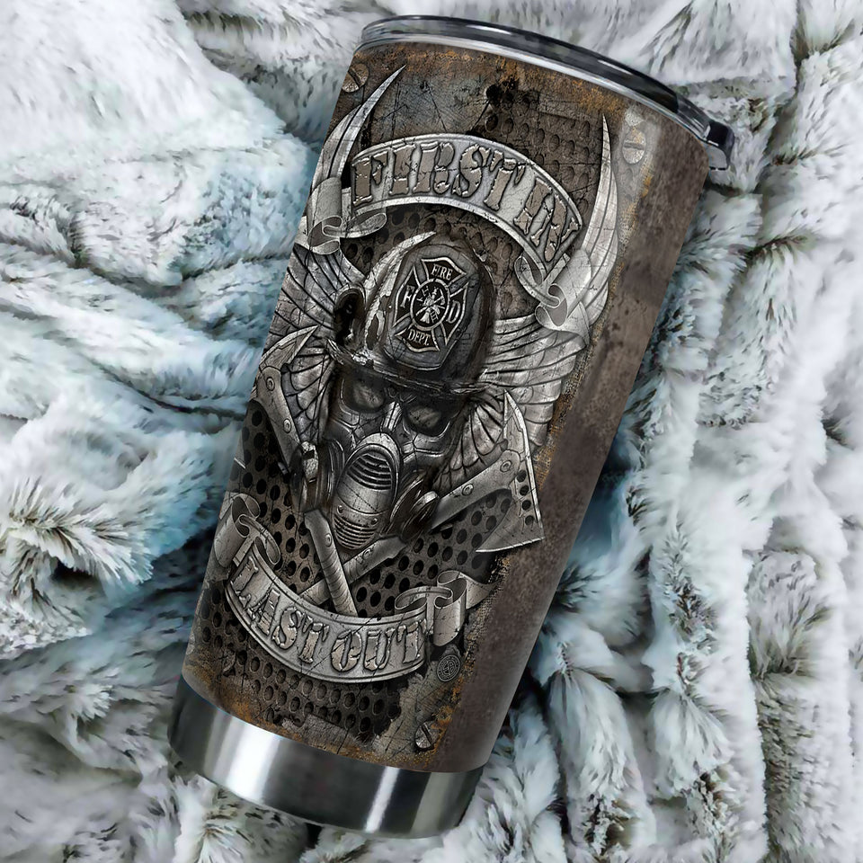 Camellia Personalized Firefighter First In Last Out Stainless Steel Tumbler-Double-Walled Insulation Gift For Firefighter Fireman 04