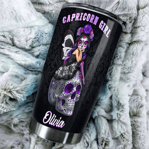Camellia Persionalized 3D Capricorn Girl Stainless Steel Tumbler - Customized Double - Walled Insulation Travel Thermal Cup With Lid
