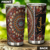 Camellia Personalized Mandala Beading Stainless Steel Tumbler-Sweat-Proof Double Wall Travel Cup With Lid