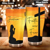 Camellia Personalized The Cross And Girl Faith Over Fear Stainless Steel Tumbler-Thermal Flask Travel Therma Cup With Lid