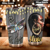 Camellia Personalized Colorful Dragonfly Black Queen Be The Light Stainless Steel Tumbler - Customized Double-Walled Insulation Travel Thermal Cup With Lid