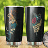 Camellia Persionalized Inked Mermaid Stainless Steel Tumbler - Customized Double - Walled Insulation Travel Thermal Cup With Lid Gift For Tattooist