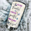 Camellia Personalized Butterfly Jewelry Style  Forever Grateful Stainless Steel Tumbler - Double-Walled Insulation Vacumm Flask - For Thanksgiving, Memorial Day, Christians, Christmas Gift