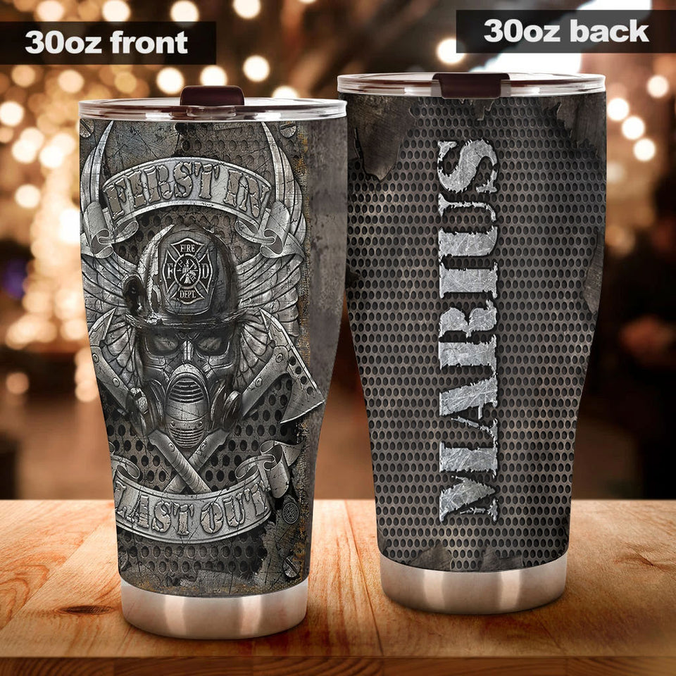 Camellia Personalized Firefighter First In Last Out Stainless Steel Tumbler-Double-Walled Insulation Gift For Firefighter Fireman 04