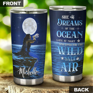 Camellia Personalized Mermaid She Dream Of The Ocean Stainless Steel Tumbler-Double-Walled Insulation Travel Cup With Lid 01