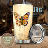 Camellia Personalized Butterfly Faith Christian Cross Sunflower Stainless Steel Tumbler - Double-Walled Insulation Vacumm Flask - For Thanksgiving, Memorial Day, Christians, Christmas Gift