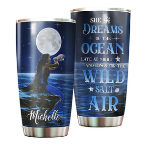 Camellia Personalized Mermaid She Dream Of The Ocean Stainless Steel Tumbler-Double-Walled Insulation Travel Cup With Lid 01