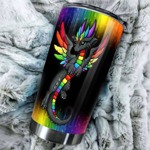 Camellia Persionalized LGBT Dragon Dont Afraid To Show True Color Stainless Steel Tumbler - Customized Double - Walled Insulation Travel Thermal Cup With Lid