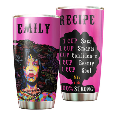 Camellia Personalized Black Women Stainless Steel Tumbler - Double-Walled Insulation Vacumm Flask - Gift For Black Queen, International Women's Day, Hippie Girls 17