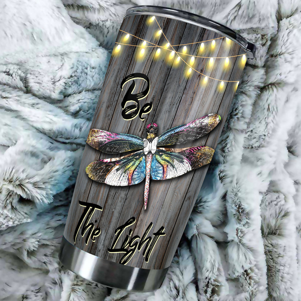 Camellia Personalized Colorful Dragonfly Black Queen Be The Light Stainless Steel Tumbler - Customized Double-Walled Insulation Travel Thermal Cup With Lid