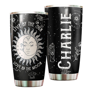 Camellia Personalized Live By The Sun Love By The Moon Stainless Steel Tumbler-Double-Walled Insulation Travel Cup With Lid